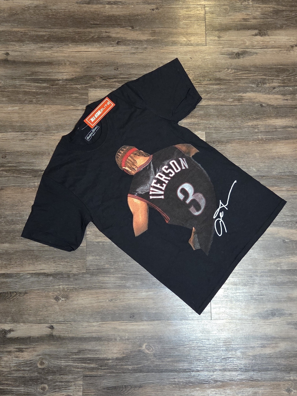 Headgear Classics Allen Iverson #3 Black Basketball Graphic T-Shirt, Size S